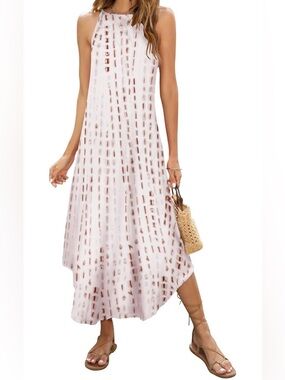 Halife Summer Casual Sleeveless Beach Dress Long Halter Side Slit Maxi Sun Dress